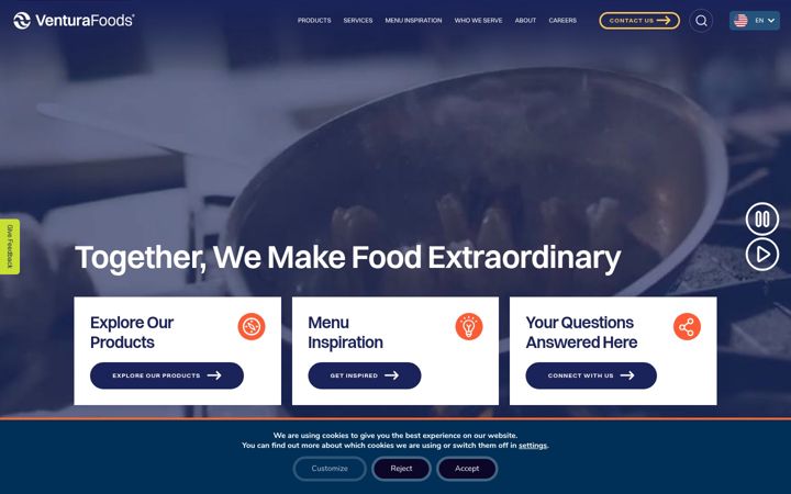 Screenshot of venturafoods.com