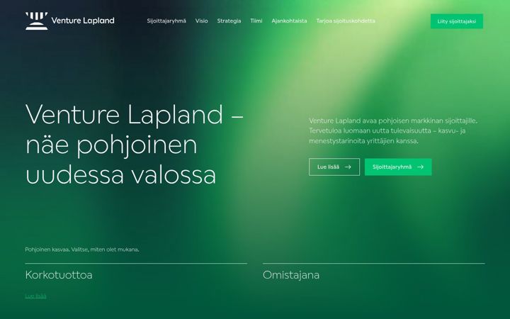 Screenshot of venturelapland.fi