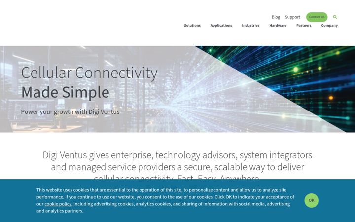 Screenshot stránky ventusnetworks.com