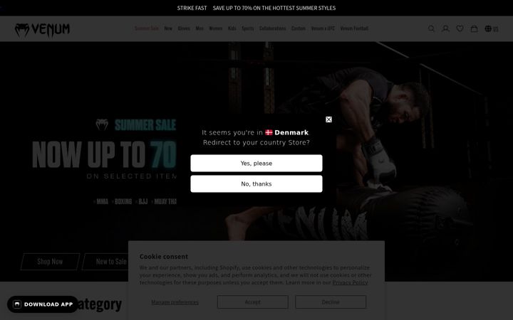 Screenshot of venum.com