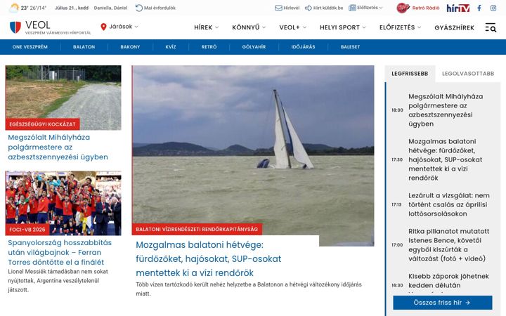 Screenshot of veol.hu