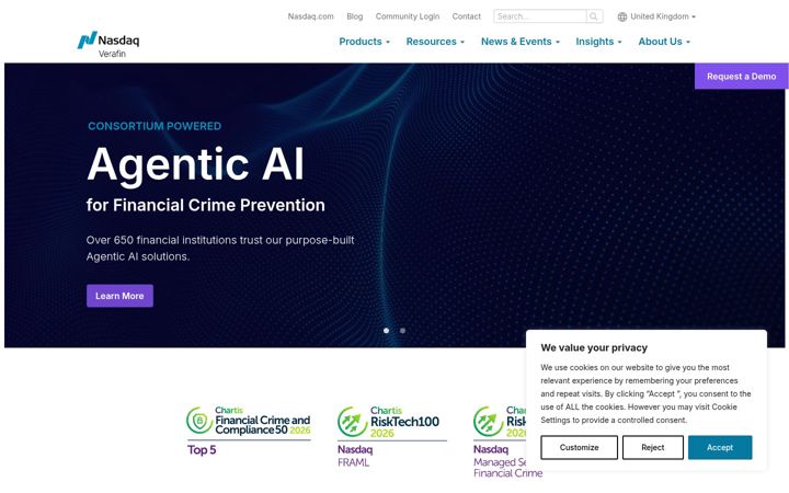 Screenshot of verafin.com