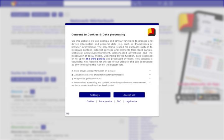 Screenshot of verbformen.de