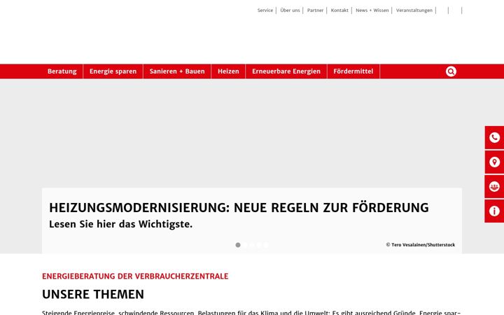 Kuvakaappaus sivustosta verbraucherzentrale-energieberatung.de