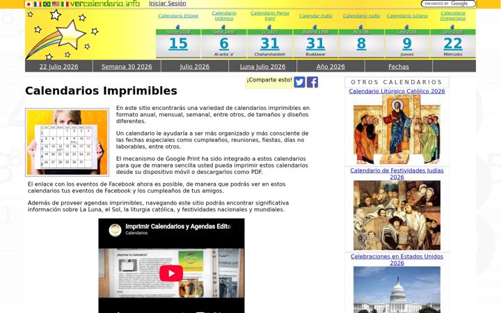 Screenshot of vercalendario.info