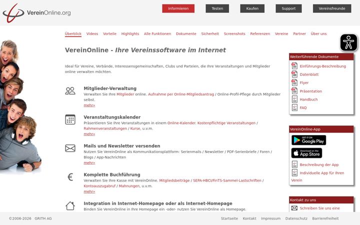 Screenshot of vereinonline.org