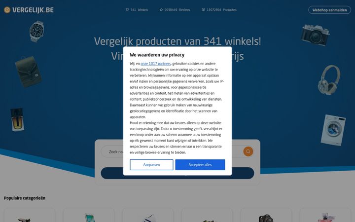 Screenshot of vergelijk.be