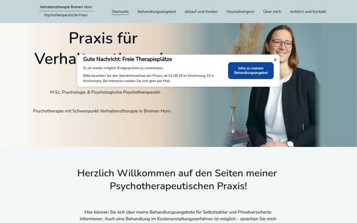 Екранна снимка на verhaltenstherapiebremenhorn.de