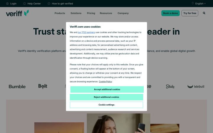 Ekrano kopija veriff.com