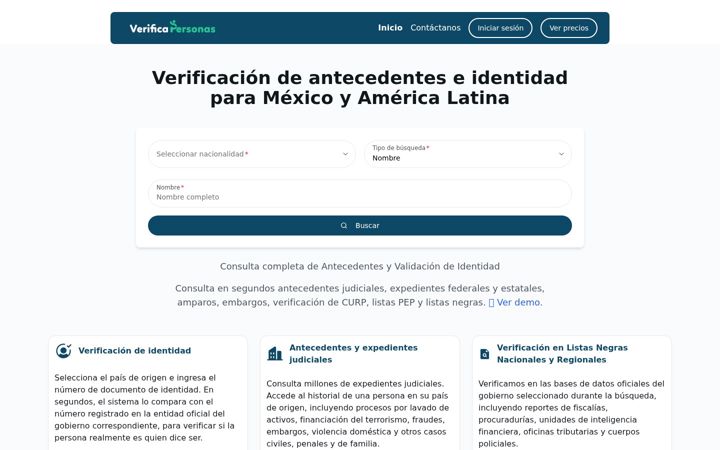 Screenshot of verificapersonas.com
