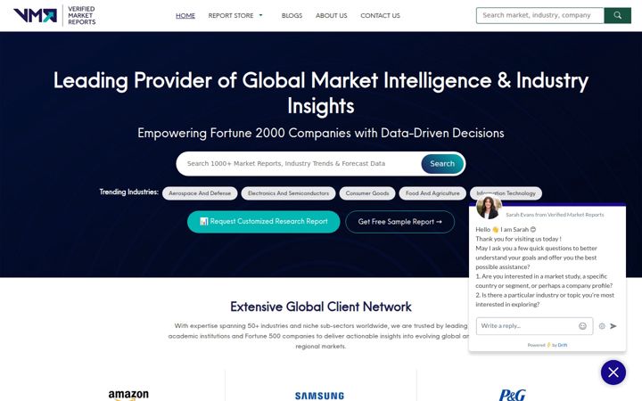 Snímek obrazovky verifiedmarketreports.com