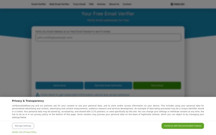 Screenshot of verifyemailaddress.org