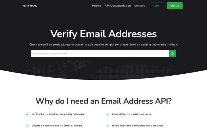 Captura de pantalla de verifymail.io