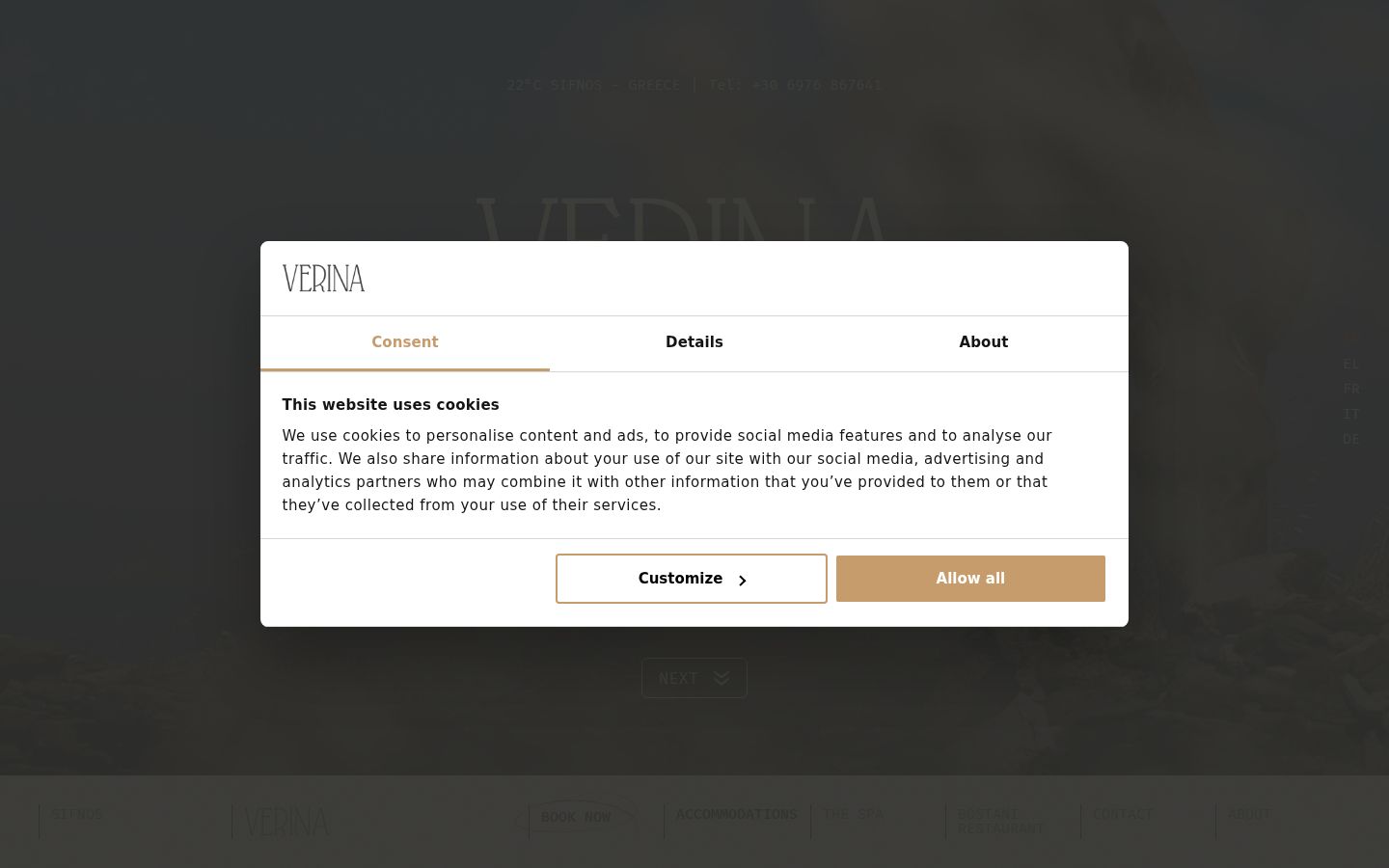 Screenshot van de toestemmingsbanner zoals getoond vóór enige interactie