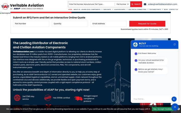 Screenshot of veritableaviation.com