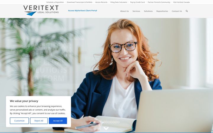 Screenshot of veritext.com