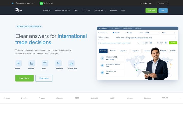 Screenshot of veritradecorp.com