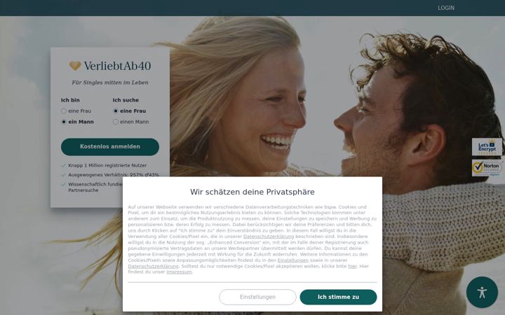 Screenshot of verliebtab40.de