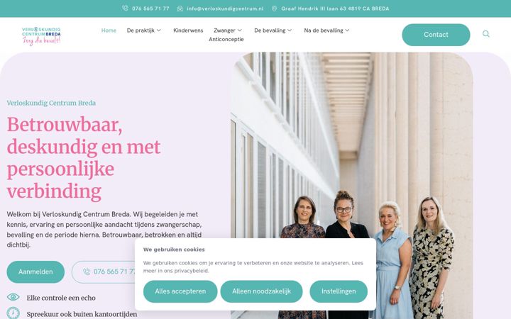 Skærmbillede af verloskundigcentrum.nl