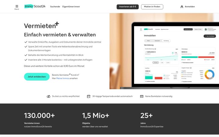 Screenshot of vermietet.de