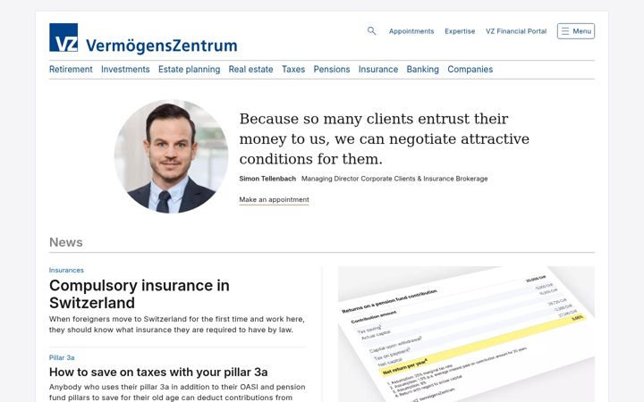 Screenshot of vermoegenszentrum.ch