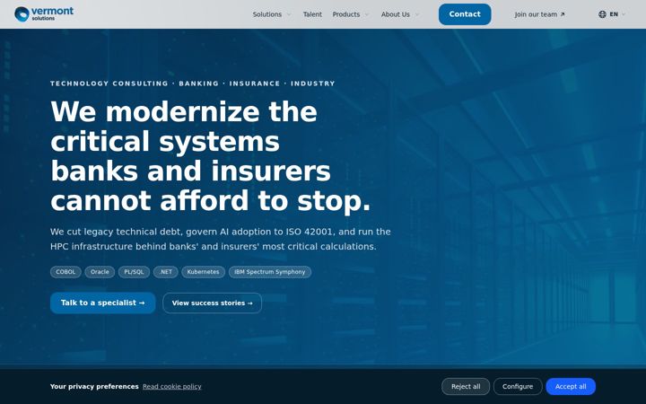 Screenshot ta' vermont-solutions.com