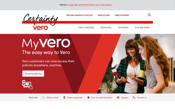 Screenshot of vero.co.nz