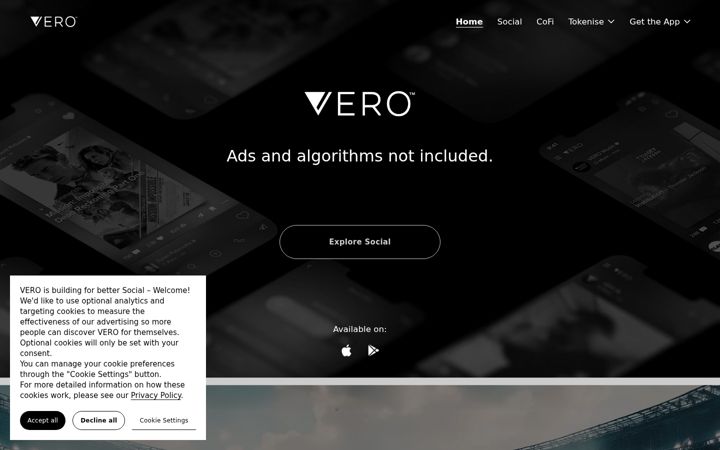 Screenshot of vero.co