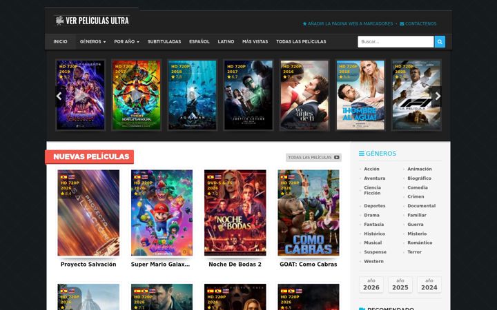 Zrzut ekranu verpeliculasultra.com