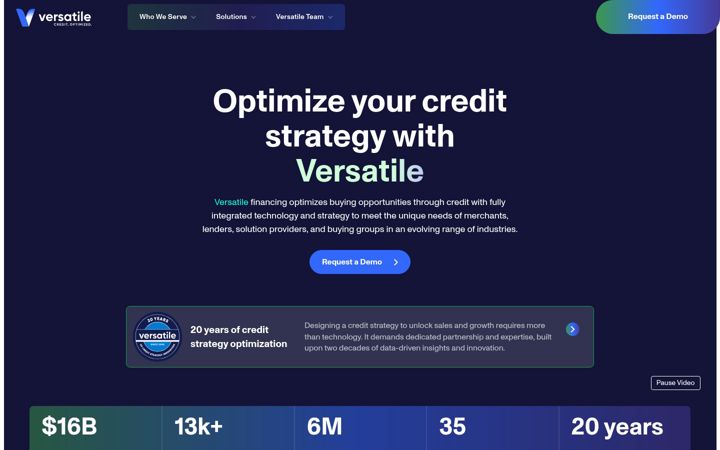 Screenshot of versatilecredit.com