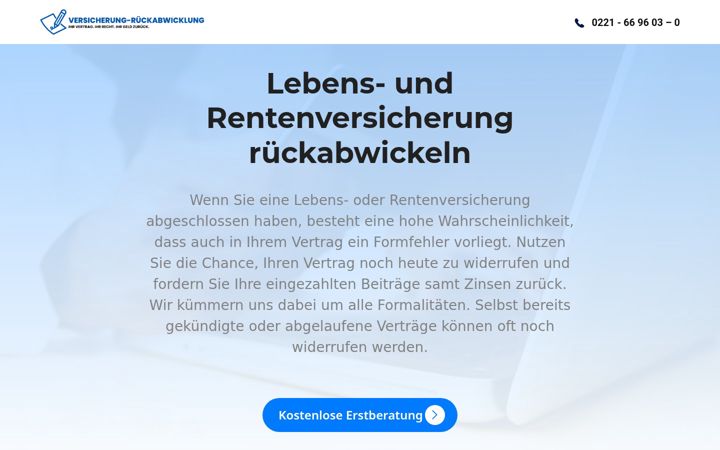 Snimka zaslona za versicherung-rueckabwicklung.de