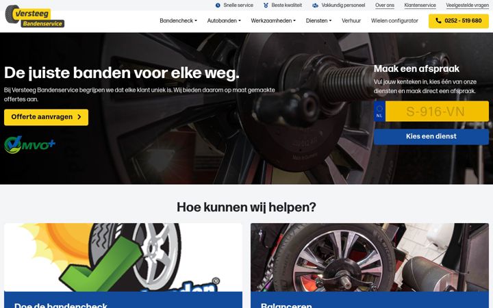 Screenshot ta' versteegbandenservice.nl