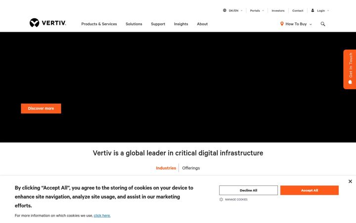 Captura de ecrã de vertiv.com