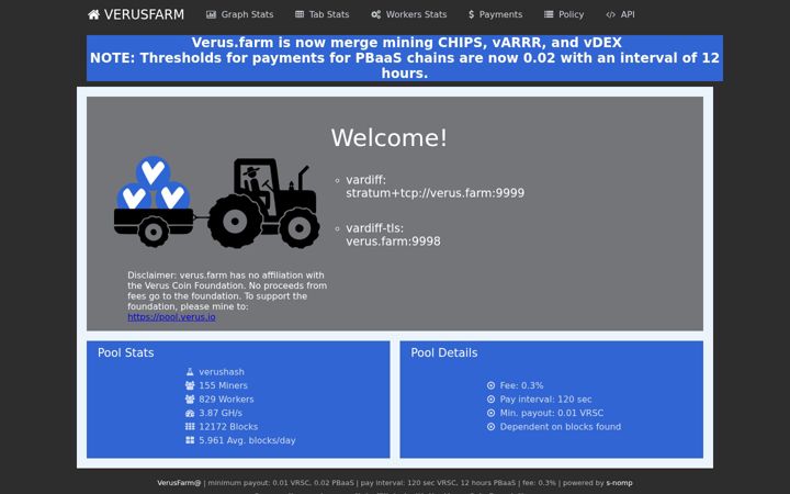 Screenshot of verus.farm