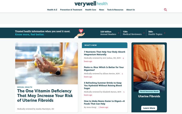 Snímek obrazovky verywellhealth.com
