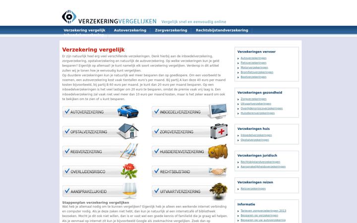 Captura de pantalla de verzekeringvergelijken.net