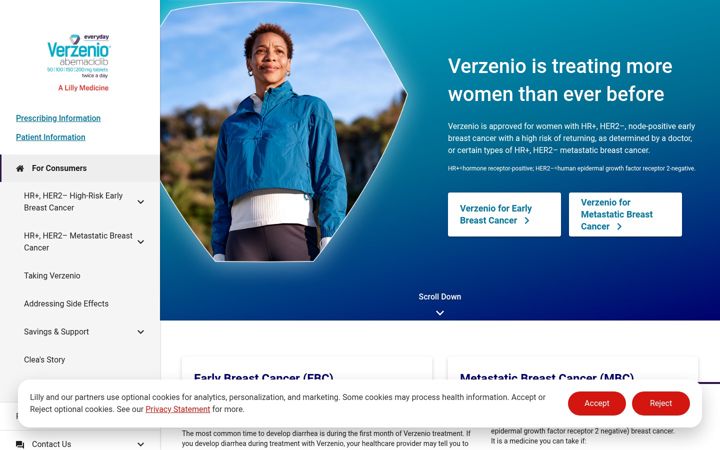 Screenshot of verzenio.com