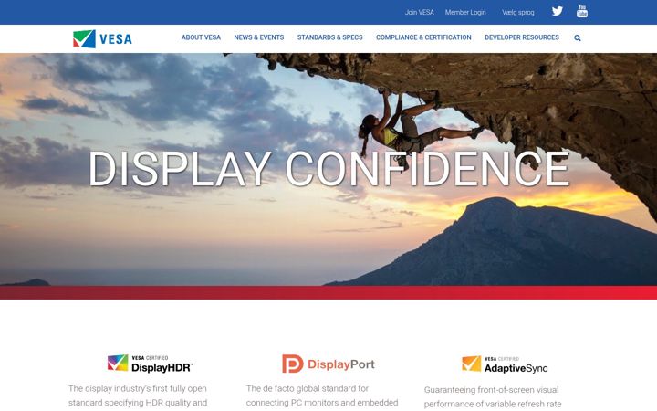 Screenshot of vesa.org