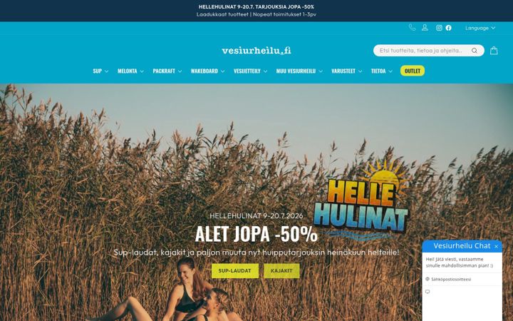 Screenshot ta' vesiurheilu.fi