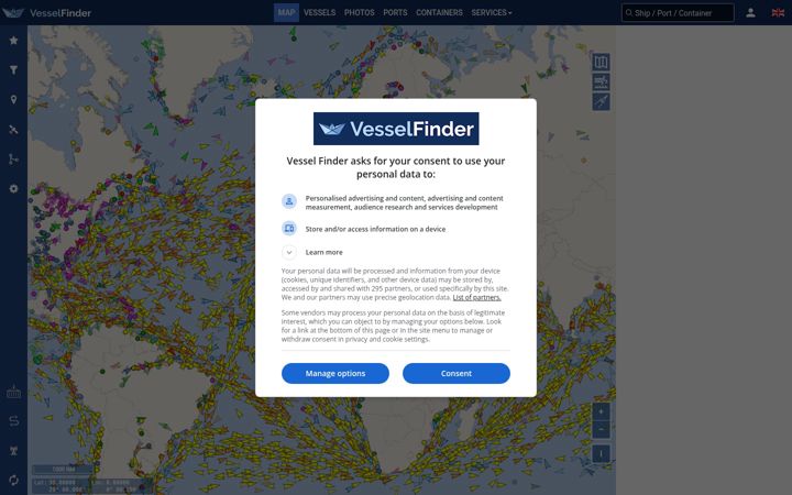Képernyőkép: vesselfinder.com