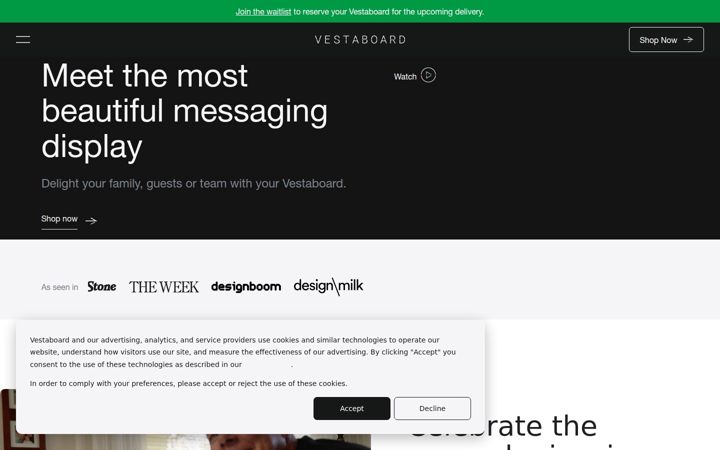 Screenshot of vestaboard.com