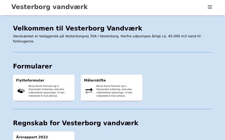 Screenshot of vesterborgvand.dk