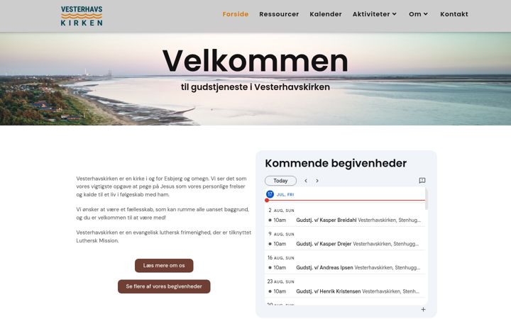 Screenshot of vesterhavskirken.dk