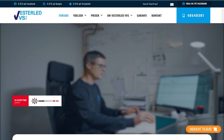 Screenshot of vesterledvvs.dk