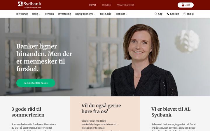 Skærmbillede af vestjyskbank.dk