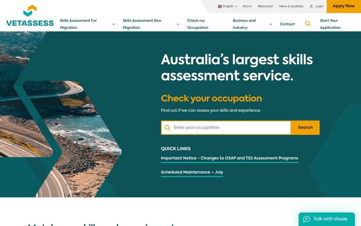 Screenshot of vetassess.com.au