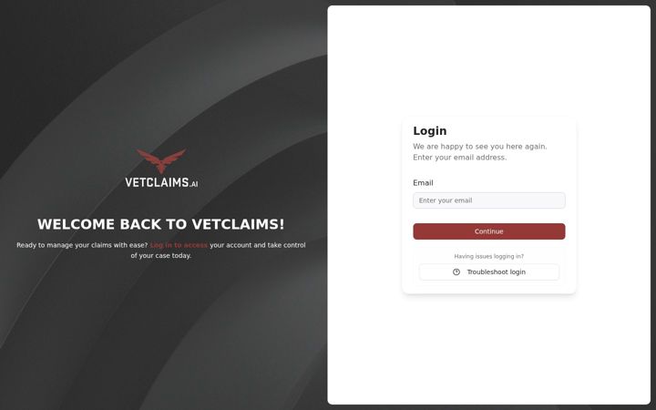 Screenshot of vetclaims.app