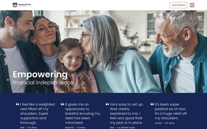 Screenshot of veteranfamilydebtassistance.com