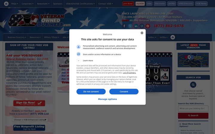 Screenshot of veteranownedbusiness.com