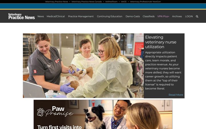 Screenshot of veterinarypracticenews.com